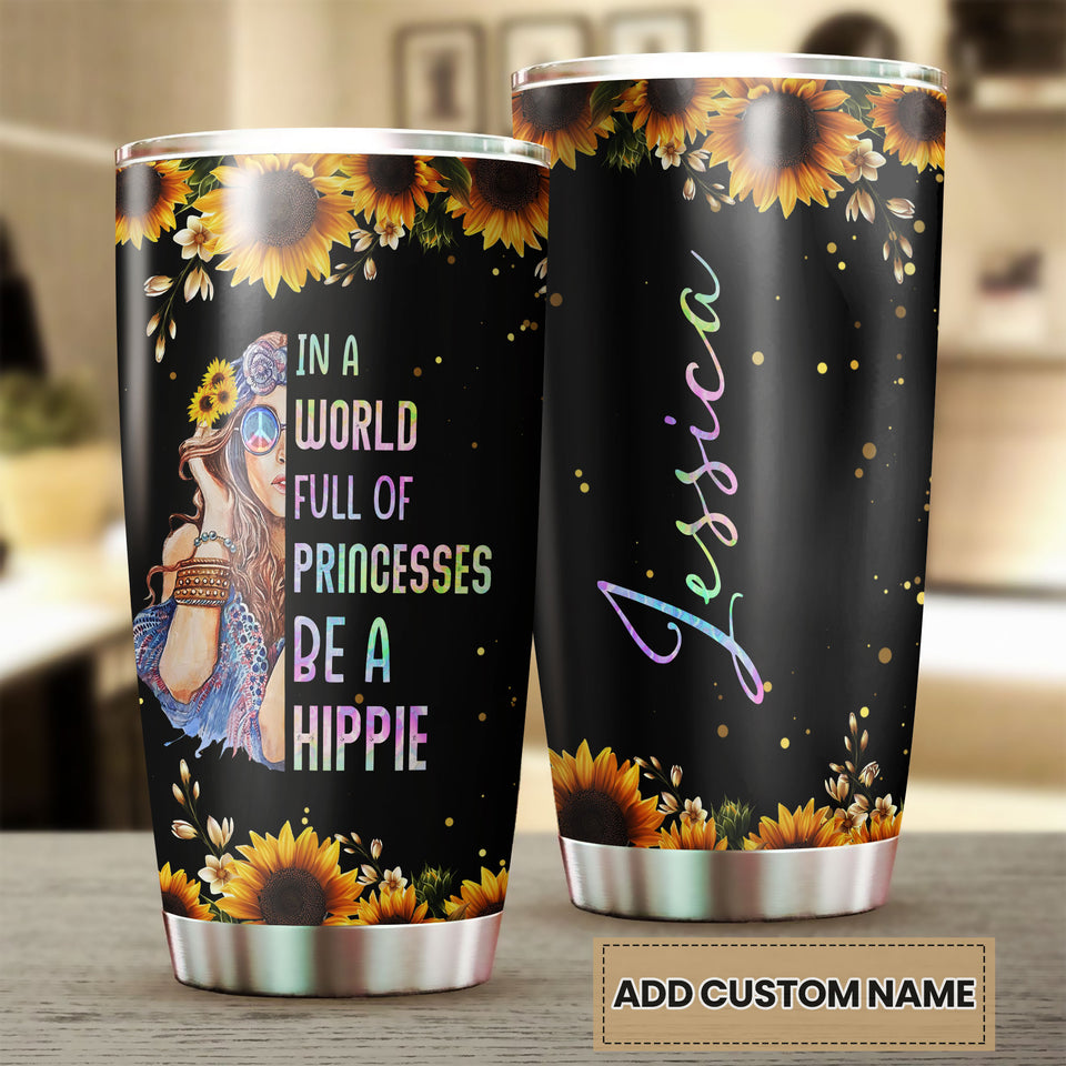 Camellia Personalized I A worl Full Of Princess Be Hippie Stainless Steel Tumbler-Sweat-Proof Double Wall Travel Cup With Lid Gift For Hippie Girl 01