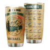 Camellia Personalized Just A Man Who Loves Fishing Stainless Steel Tumbler - Customized Double-Walled Insulation Travel Thermal Cup With Lid Gift For Fisherman
