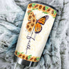 Camellia Personalized Butterfly Faith Sunflower Stainless Steel Tumbler - Double-Walled Insulation Vacumm Flask - For Thanksgiving, Memorial Day, Christians, Christmas Gift
