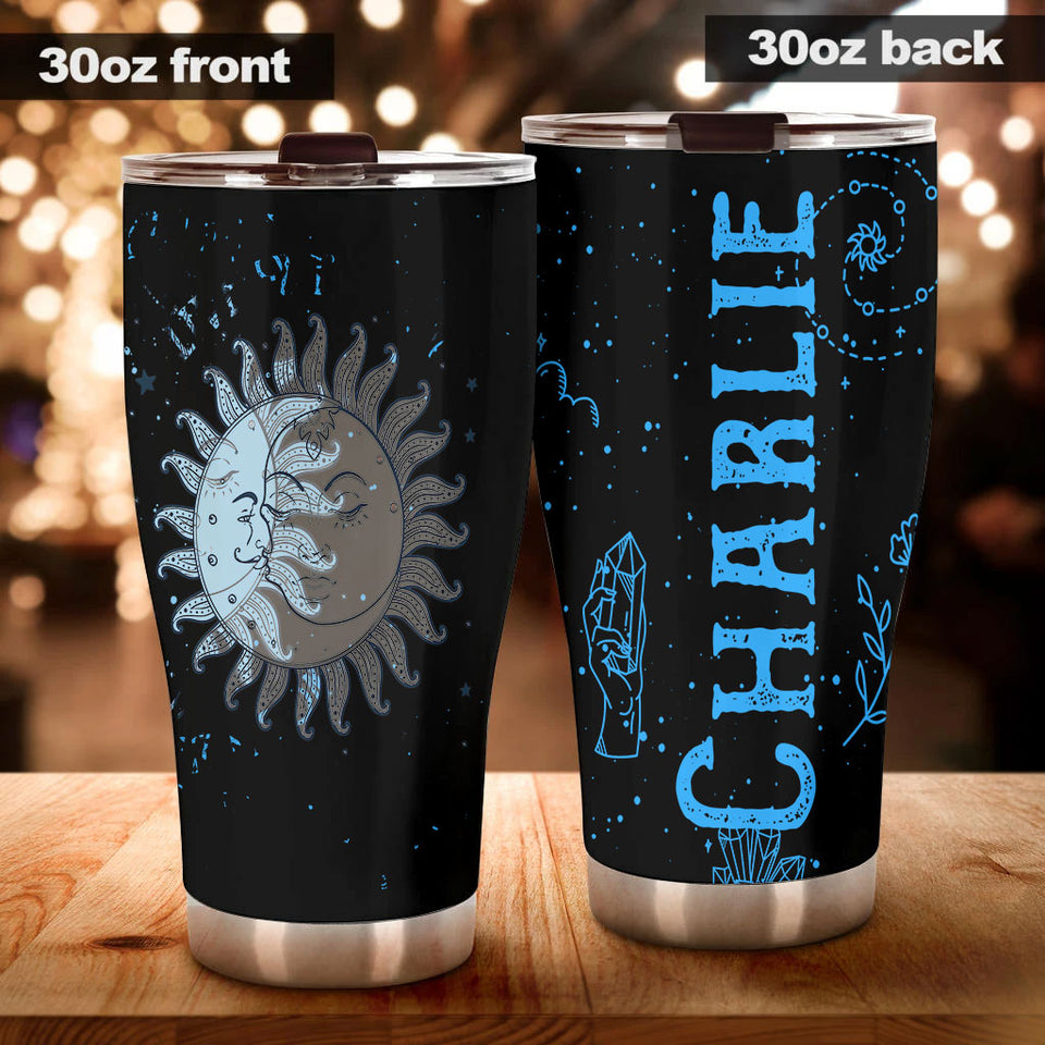 Camellia Personalized Live By The Sun Love By The Moon Stainless Steel Tumbler-Double-Walled Insulation Travel Cup With Lid