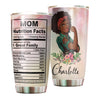Camellia Personalized Black Mom Fact Stainless Steel Tumbler - Double-Walled Insulation Vacumm Flask - Gift For Black Queen, International Women's Day, Hippie Girls