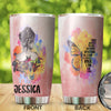 Camellia Personalized Butterfly Hippie Girl Stainless Steel Tumbler - Double-Walled Insulation Vacumm Flask - For Thanksgiving, Memorial Day, Christmas Gift