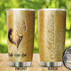 Camellia Personalized Golden Butterfly Cross Faith Hope Love Stainless Steel Tumbler - Customized Double-Walled Insulation Travel Thermal Cup With Lid Gift For Christian