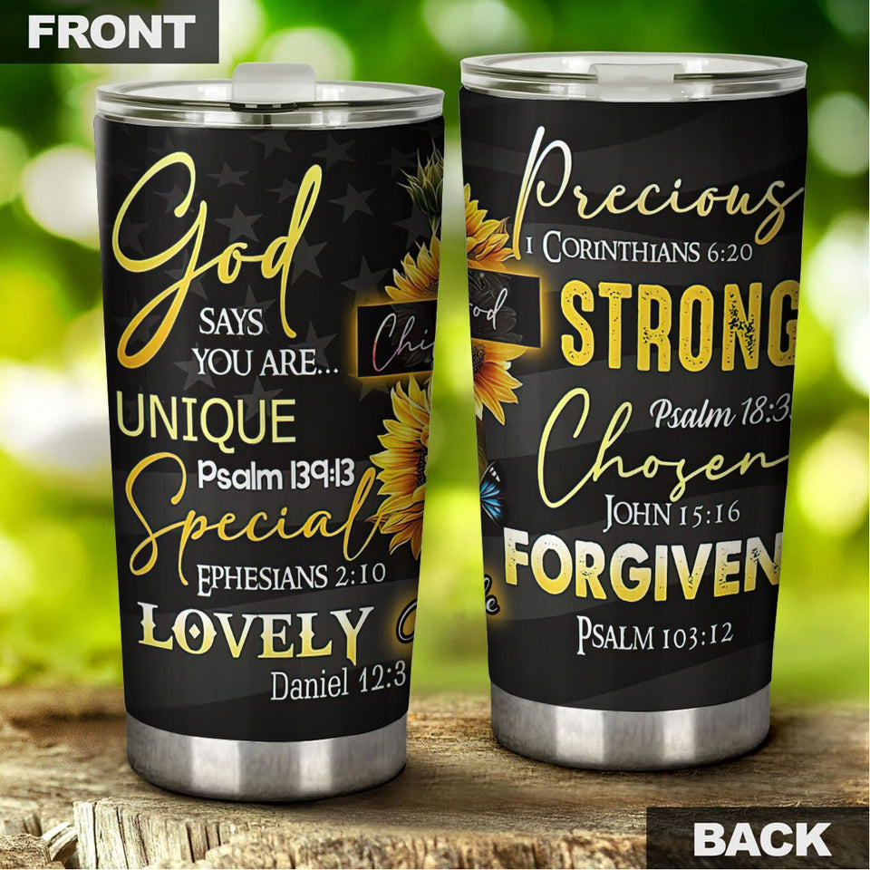 Camellia Personalized God Says You Are Stainless Steel Tumbler-Sweat-Proof Travel Therma Cup With Lid