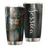 Camellia Personalized Faith Jesus Black Tumbler- Wall Insulated Cup With Lid Travel Mug