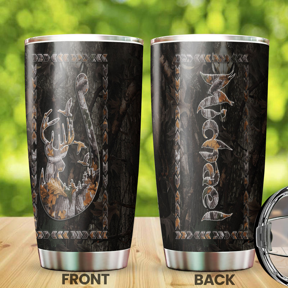 Camellia Persionalized Fishing Hook Stainless Steel Tumbler - Customized Double - Walled Insulation Travel Thermal Cup With Lid Gift For Fisherman