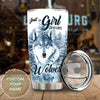 Camellia Persionalized 3D Wolf Just A Girl Who Loves Wolves Stainless Steel Tumbler - Customized Double - Walled Insulation Travel Thermal Cup With Lid Gift For Wolf Lover