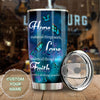 Camellia Personalized Blue Butterfly Live Love Faith Stainless Steel Tumbler - Double-Walled Insulation Vacumm Flask - Gift For Thanksgiving, Memorial Day