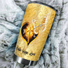 Camellia Personalized Golden Butterfly Cross Faith Hope Love Stainless Steel Tumbler - Customized Double-Walled Insulation Travel Thermal Cup With Lid Gift For Christian