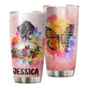 Camellia Personalized Butterfly Hippie Girl Stainless Steel Tumbler - Double-Walled Insulation Vacumm Flask - For Thanksgiving, Memorial Day, Christmas Gift