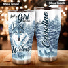 Camellia Persionalized 3D Wolf Just A Girl Who Loves Wolves Stainless Steel Tumbler - Customized Double - Walled Insulation Travel Thermal Cup With Lid Gift For Wolf Lover