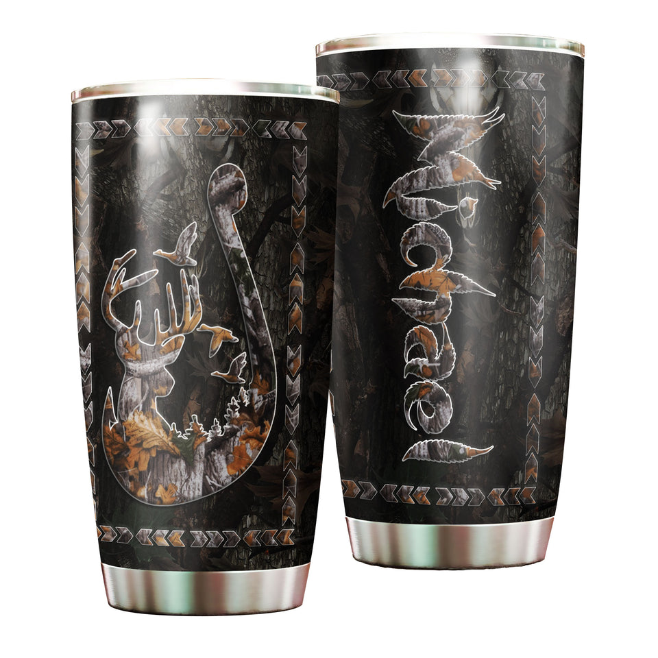 Camellia Persionalized Fishing Hook Stainless Steel Tumbler - Customized Double - Walled Insulation Travel Thermal Cup With Lid Gift For Fisherman