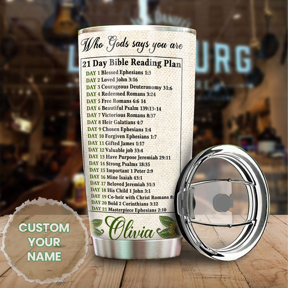 Camellia Personalized Sunflowers 21 Days Bible Reading Plan Stainless Steel Tumbler - Customized Double-Walled Insulation Travel Thermal Cup With Lid Gift For Christian