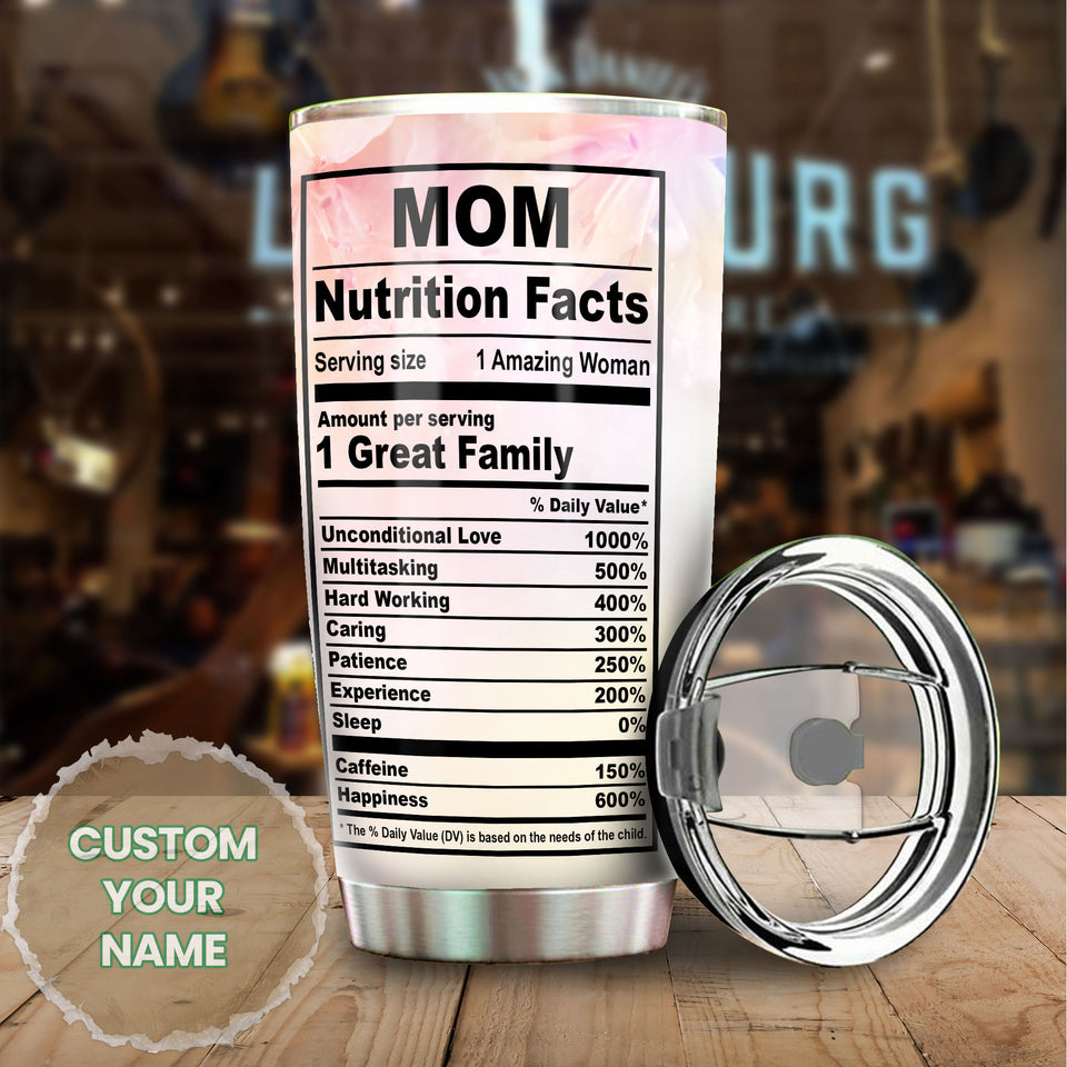 Camellia Personalized Black Mom Fact Stainless Steel Tumbler - Double-Walled Insulation Vacumm Flask - Gift For Black Queen, International Women's Day, Hippie Girls