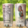 Camellia Personalized Black Mom Fact Stainless Steel Tumbler - Double-Walled Insulation Vacumm Flask - Gift For Black Queen, International Women's Day, Hippie Girls