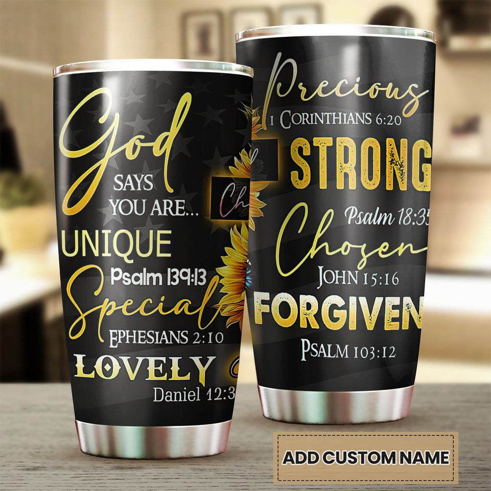 Camellia Personalized God Says You Are Stainless Steel Tumbler-Sweat-Proof Travel Therma Cup With Lid