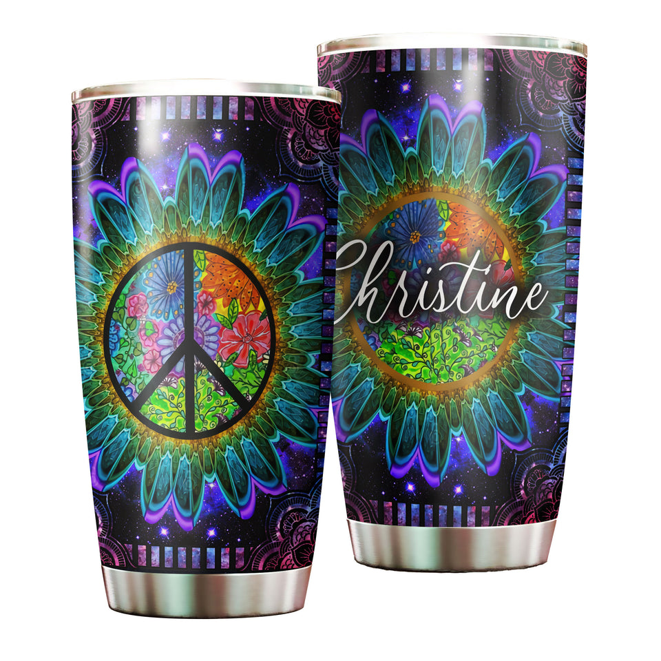Camellia Persionalized 3D Christine Stainless Steel Tumbler - Customized Double - Walled Insulation Travel Thermal Cup With Lid
