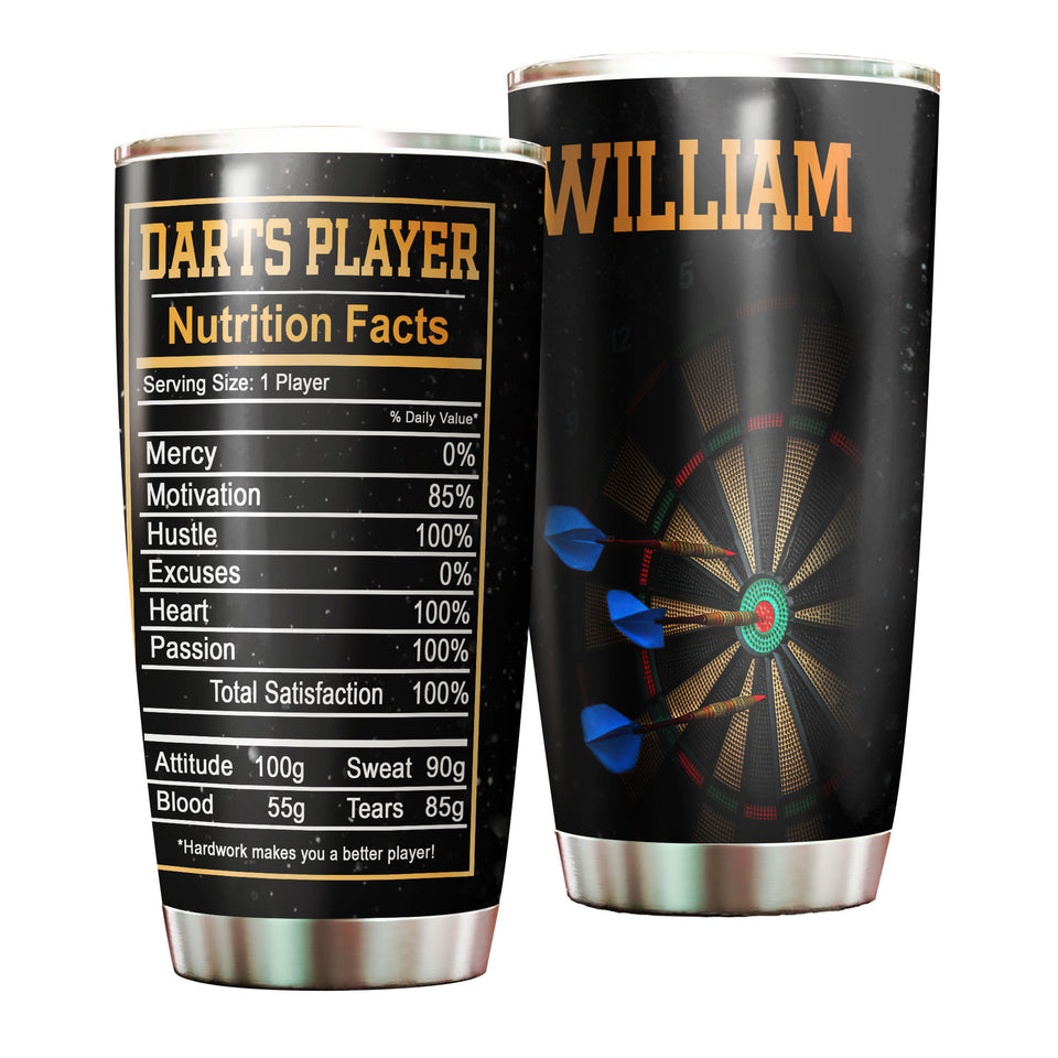 Camellia Personalized Darts Player Nutrition Facts Stainless Steel Tumbler-Thermal Flask Gift For Darts Player 02