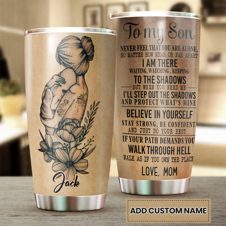 Camellia Persionalized Tattoo To My Mom Stainless Steel Tumbler - Customized Double - Walled Insulation Travel Thermal Cup With Lid Gift For Mom