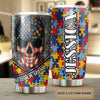 Camellia Personalized Skull Autism warrior Stainless Steel Tumbler-Double-Walled Insulation Travel Cup With Lid