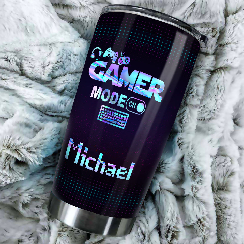 Camellia Personalized Gamer Mode On Can't Hear You I'm Gaming Stainless Steel Tumbler-Thermal Flask Travel Therma Cup With Lid Gift For Gamer