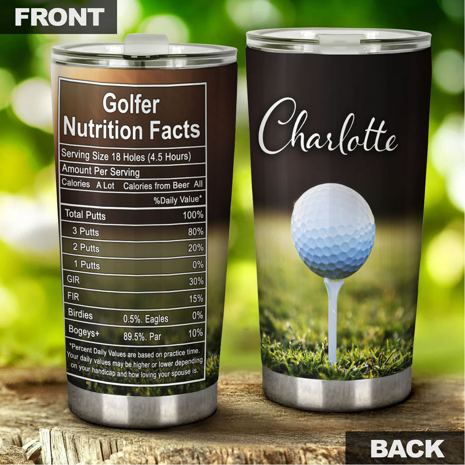 Camellia Personalized Golfer Nutrition Facts Stainless Steel Tumbler-Double-Walled Travel Therma Cup With Lid Gift For Golf Player 03