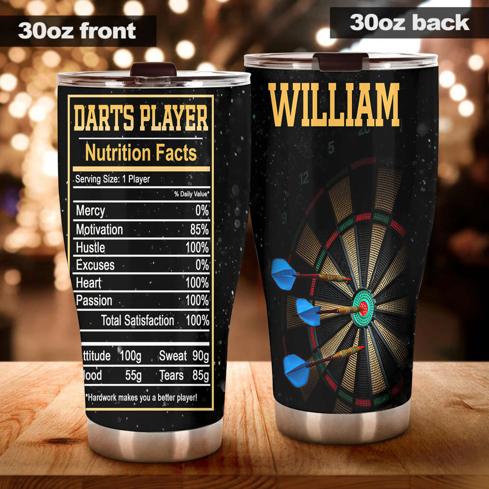Camellia Personalized Darts Player Nutrition Facts Stainless Steel Tumbler-Thermal Flask Gift For Darts Player 02