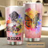 Camellia Personalized Butterfly Hippie Girl Stainless Steel Tumbler - Double-Walled Insulation Vacumm Flask - For Thanksgiving, Memorial Day, Christmas Gift