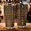 Camellia Persionalized Crocodile Leather Stainless Steel Tumbler - Customized Double - Walled Insulation Thermal Cup With Lid Gift For Baseball Player