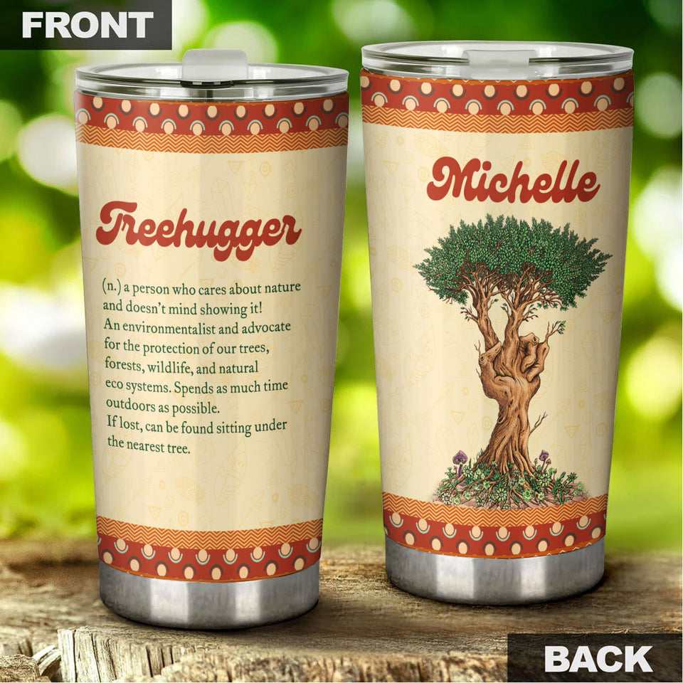 Camellia Personalized Hippie Treehugger Definition Stainless Steel Tumbler- Sweat-Proof Double Wall Travel Cup With Lid