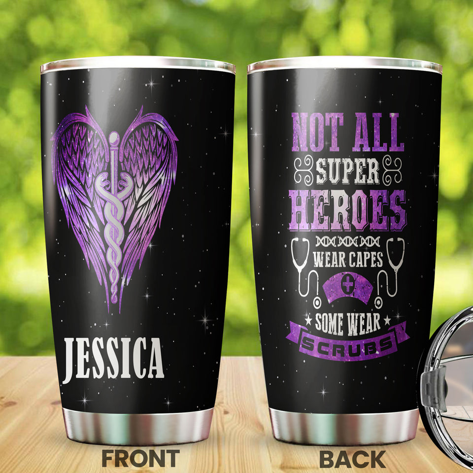 Camellia Personalized Nurse Heroes Stainless Steel Tumbler - Double-Walled Insulation Vacumm Flask - Gift For Nurse, Christmas Gift, International Nurses Day