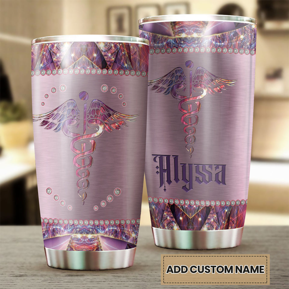 Camellia Personalized Nurse Symbol Stainless Steel Tumbler - Double-Walled Insulation Vacumm Flask - Gift For Nurse, Christmas Gift, International Nurses Day