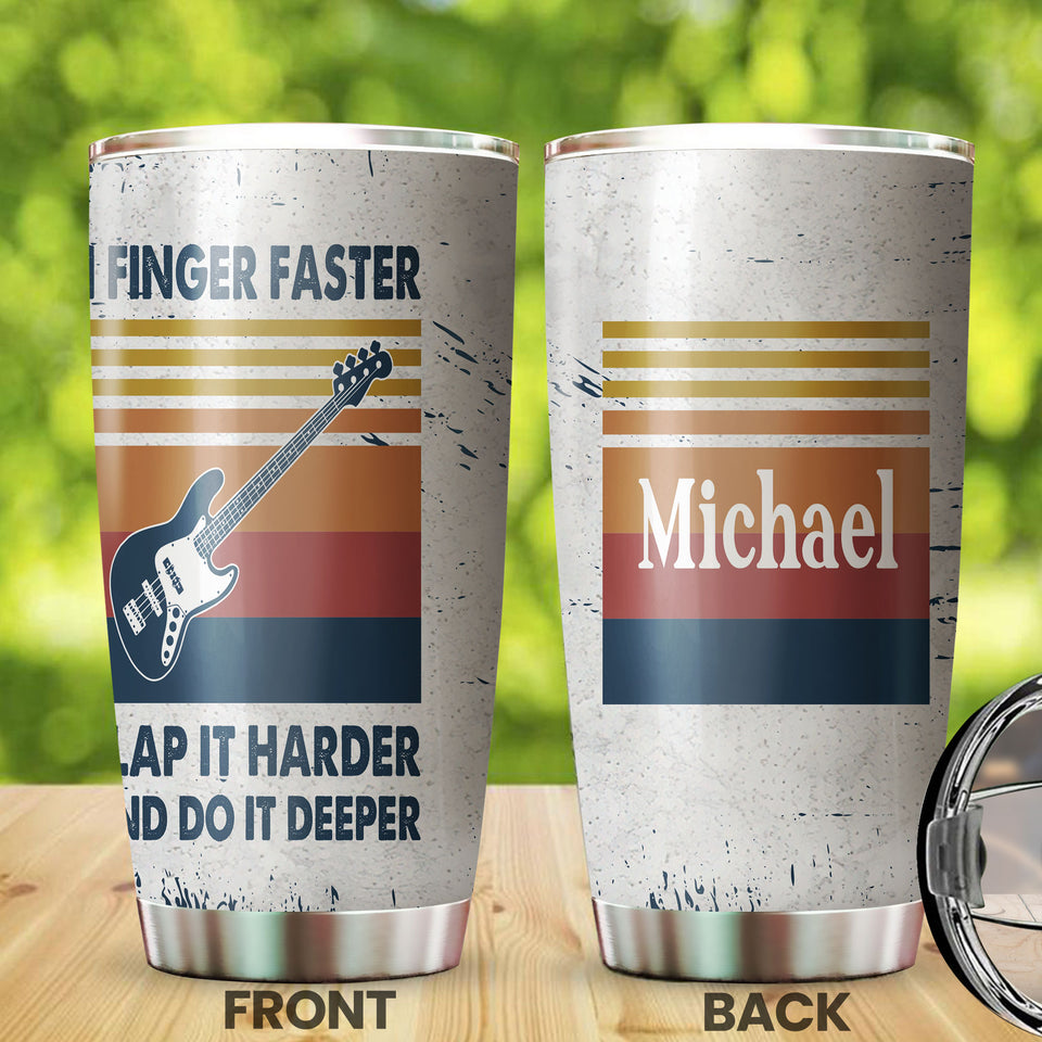 Camellia Personalized Bass Guitar Vintage Stainless Steel Tumbler - Double-Walled Insulation Vacumm Flask - Gift For Guitar Lovers, Guitar Players, Music Fans