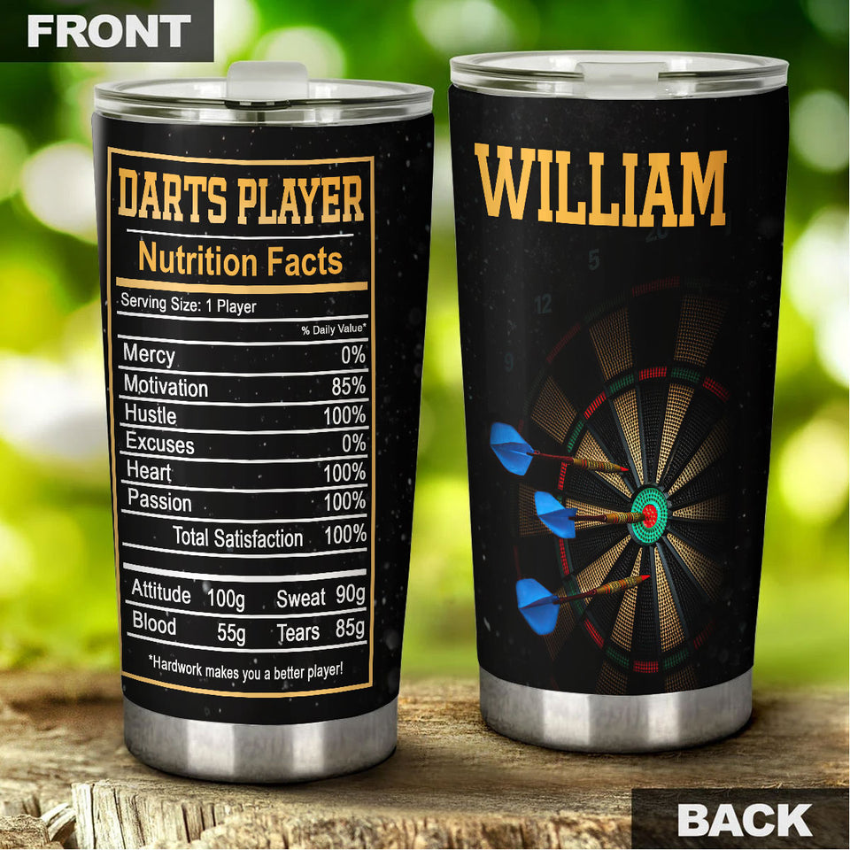 Camellia Personalized Darts Player Nutrition Facts Stainless Steel Tumbler-Thermal Flask Gift For Darts Player 02