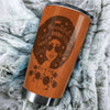 Camellia Personalized Black Women Leather Style Stainless Steel Tumbler - Double-Walled Insulation Vacumm Flask - Gift For Black Queen, International Women's Day, Hippie Girls