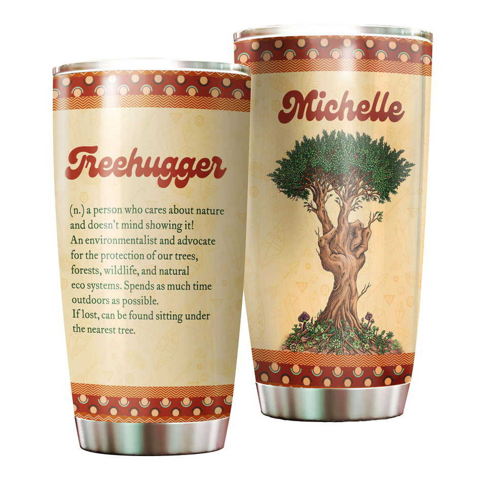 Camellia Personalized Hippie Treehugger Definition Stainless Steel Tumbler- Sweat-Proof Double Wall Travel Cup With Lid