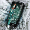 Camellia Personalized Black Nurse Princess Stainless Steel Tumbler - Double-Walled Insulation Vacumm Flask - Gift For Black Queen, International Women's Day, Nurse's Day