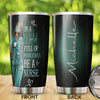 Camellia Personalized Black Nurse Princess Stainless Steel Tumbler - Double-Walled Insulation Vacumm Flask - Gift For Black Queen, International Women's Day, Nurse's Day