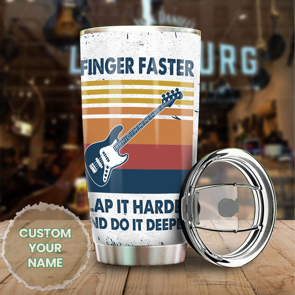 Camellia Personalized Bass Guitar Vintage Stainless Steel Tumbler - Double-Walled Insulation Vacumm Flask - Gift For Guitar Lovers, Guitar Players, Music Fans