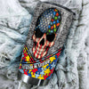 Camellia Personalized Skull Autism warrior Stainless Steel Tumbler-Double-Walled Insulation Travel Cup With Lid