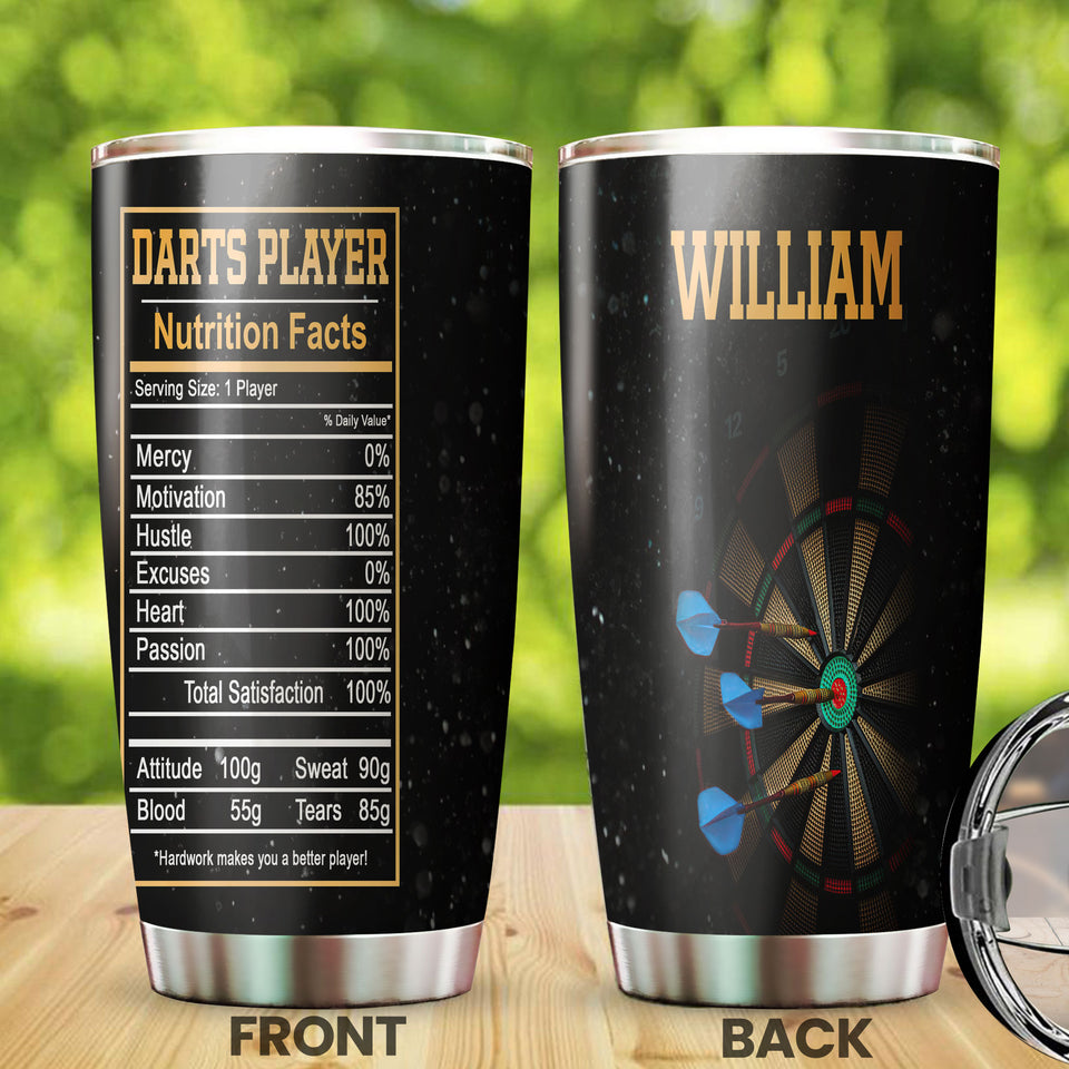 Camellia Personalized Darts Player Nutrition Facts Stainless Steel Tumbler-Thermal Flask Gift For Darts Player 02
