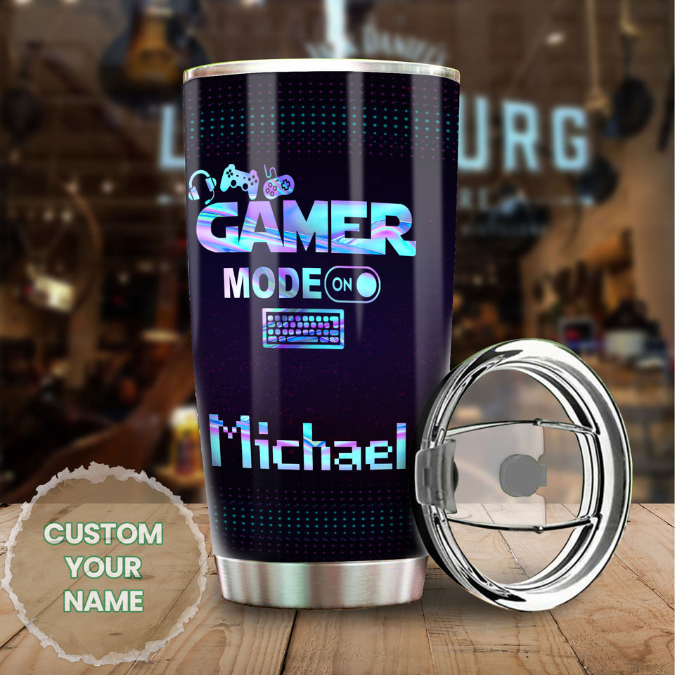 Camellia Personalized Gamer Mode On Can't Hear You I'm Gaming Stainless Steel Tumbler-Thermal Flask Travel Therma Cup With Lid Gift For Gamer