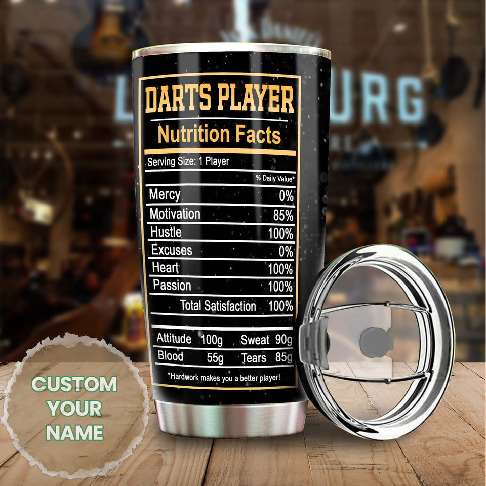 Camellia Personalized Darts Player Nutrition Facts Stainless Steel Tumbler-Thermal Flask Gift For Darts Player 02