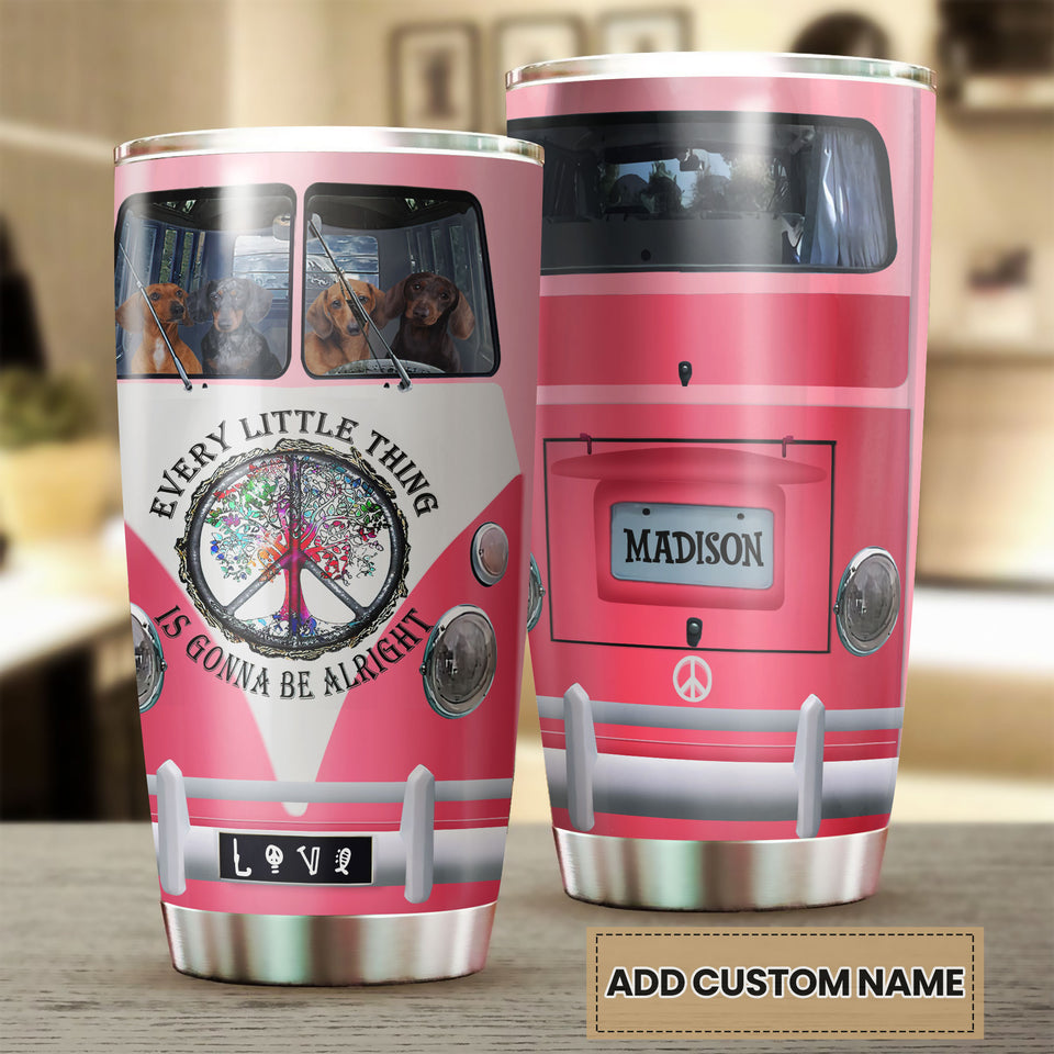 Camellia Personalized Hippie Van Every Little Thing Is Gonna Be Alright Stainless Steel Tumbler-Double-Walled Insulation Travel Cup With Lid