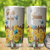 Camellia Personalized Butterfly Faith Sunflower Fence Stainless Steel Tumbler - Double-Walled Insulation Vacumm Flask - For Thanksgiving, Memorial Day, Christians, Christmas Gift