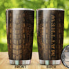 Camellia Persionalized Crocodile Leather Stainless Steel Tumbler - Customized Double - Walled Insulation Thermal Cup With Lid Gift For Baseball Player