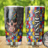 Camellia Personalized Skull Autism warrior Stainless Steel Tumbler-Double-Walled Insulation Travel Cup With Lid