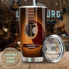 Camellia Personalized 3D Arcoustic Guitar Stainless Steel Tumbler - Customized Double-Walled Insulation Thermal Cup With Lid Gift For Musician Guitarist