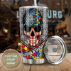 Camellia Personalized Skull Autism warrior Stainless Steel Tumbler-Double-Walled Insulation Travel Cup With Lid