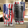 Camellia Personalized American Flag Fisherman Nutrition Fact Stainless Steel Tumbler - Customized Double-Walled Insulation Travel Thermal Cup With Lid